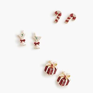 NWT J. Crew Festive Holiday Stud Earrings Set